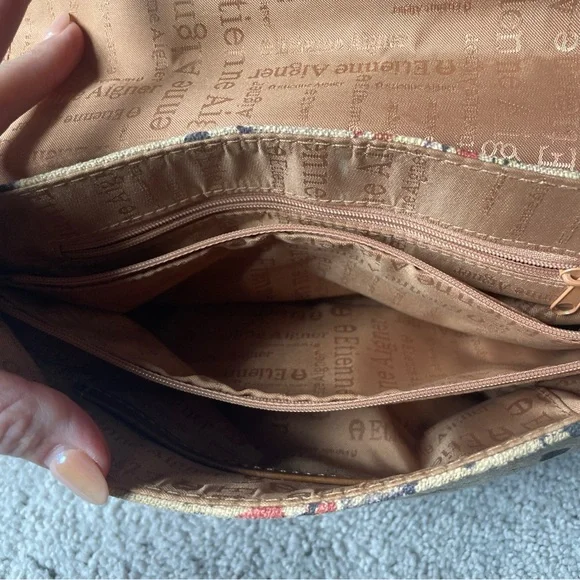 Etienne Aigner Linen & Leather Trim Shoulder Bag - Picture 9 of 12